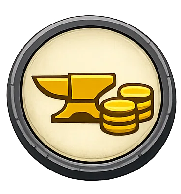Anvil and coin icon representing crafting and economy